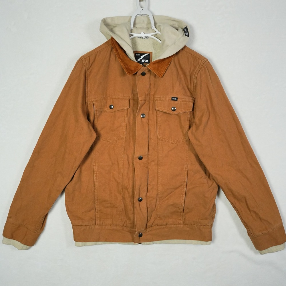 Vans x Anthony Van Engelen Hooded Barne Work Jacket Tan Mens Large AV78 Full Zip - Picture 2 of 11